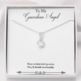 CARD#61- To My Guardian Angel " 18K White Gold Plated Ribbon Love Necklace made with Crystals