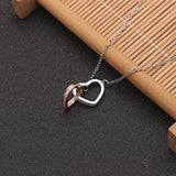 18K White Gold Plated Double Heart Double Love Necklace