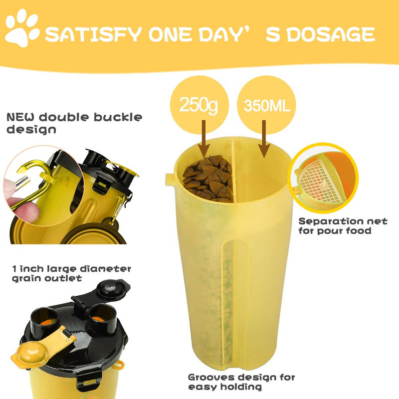 3pcs 2-in-1 Handy Dog Water Bottle With Food Container