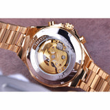 Self-Winding Mechanical Sport Design Golden Men's Stainless Steel Watch