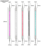 5Pcs Set UV Gel Painting Nail Art Dotting Pen Acrylic Handle Rhinestone Crystal 2 Way Brush Salon Decoration Manicure Tools Kit