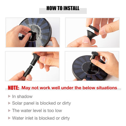 Outdoor Solar Panel Powered Fountain Pump