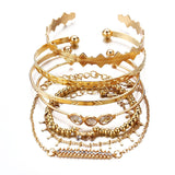 7 Piece Geometric Bangle Set With Austrian Crystals 18K Gold Plated Bracelet