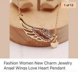 Brand New Angel Wings Love Heart Fashion Jewelry Pendant Chain Necklace