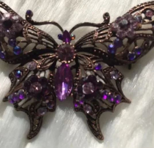 Pretty Purple Gemstone Big Butterfly 🦋 Ring Brooch Pin