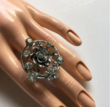 Brand New Adjustable Ring Chunky Rose with Gemstones. Women's Fashion Jewelry - Findsbyjune.com