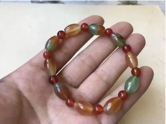 New Brown-Green Jade Stone Stretch Bracelet. Women's Fashion Accessories