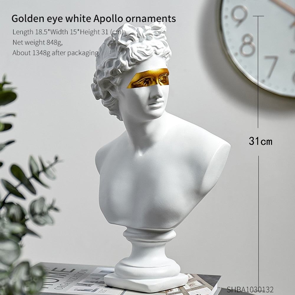 Black & White David Resin Statue Sculpture Home Decor