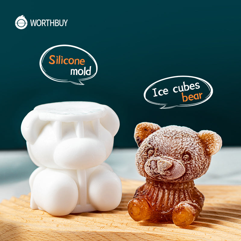 Cute Teddy Bear Food Grade Silicone Mold Ice Cube Maker