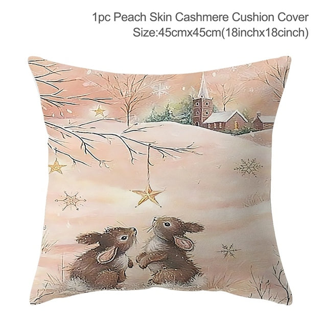 3pcs Christmas Elk Tree Cushion Pillow Cover