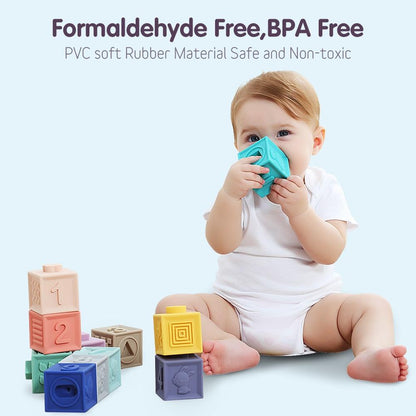 Soft and Durable, Easy to Squeeze and Stack Baby Building Blocks
