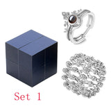 100 Language I Love You Adjustable Rings Set Silver Plated