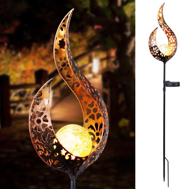 Solar Iron Art Ground Plug Lawn Light Lamp