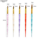 5Pcs/set 11/13/15/17/19mm Nail Art Crystal Brush UV Gel Builder Painting Dotting Pen Carving Tips Manicure Salon Tools