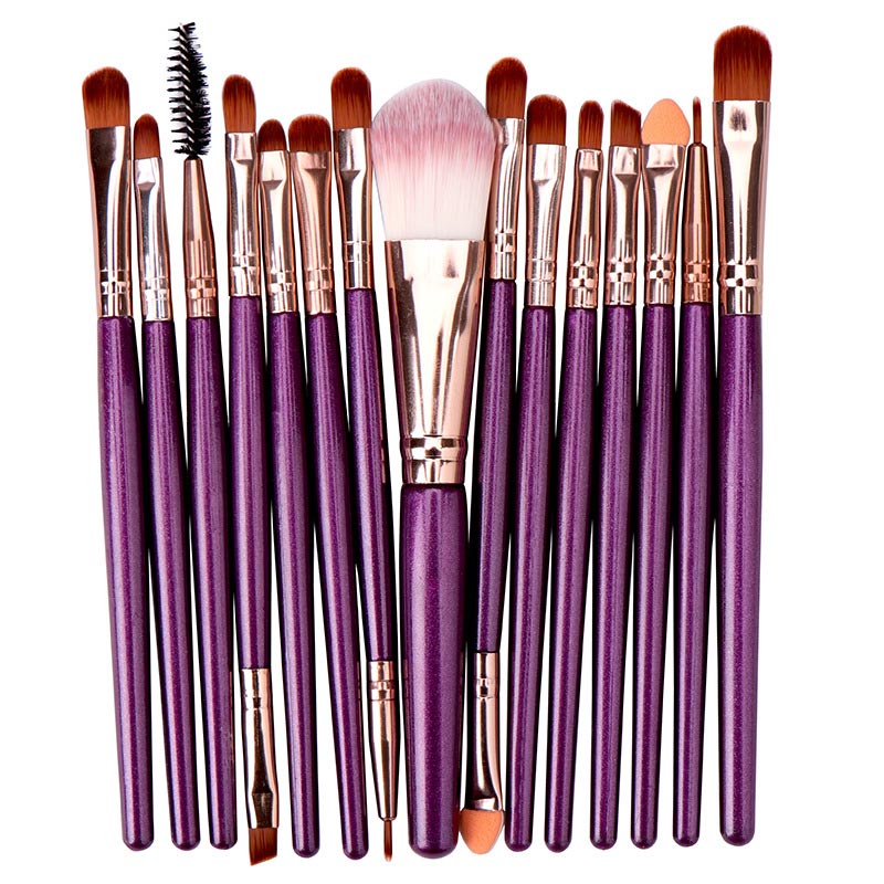 15 Pieces Soft Synthetic Fibers Makeup Brush Set