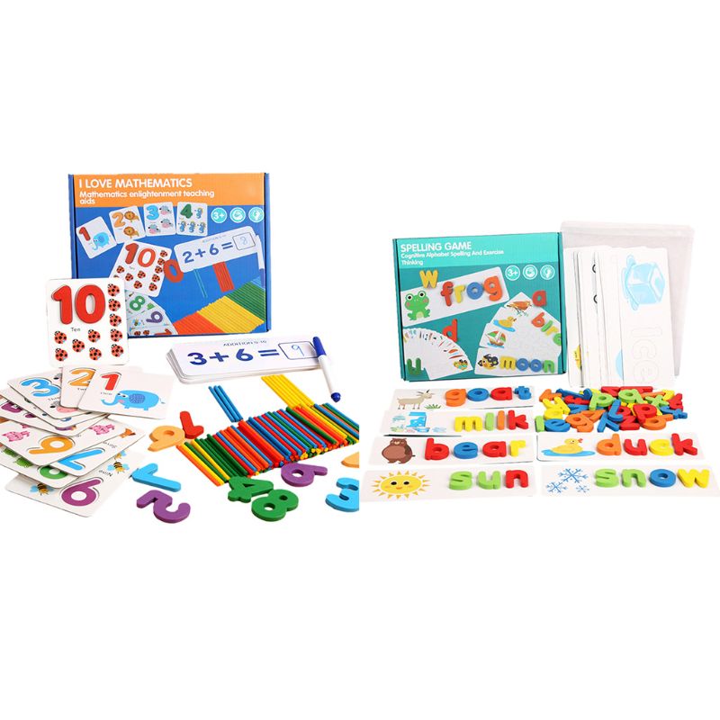 1 Set Wooden Number Alphabet Learning Cards