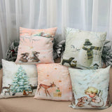 3pcs Christmas Elk Tree Cushion Pillow Cover