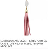 NWT New Long Tassel Necklace w/ Oval Gemstone. Women's Fashion Jewelry