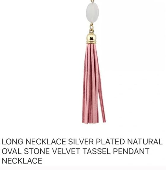 NWT New Long Tassel Necklace w/ Oval Gemstone. Women's Fashion Jewelry