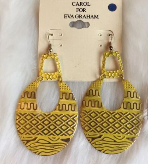 NWT Bundle 3 Pairs Yellow Oval Big Earrings. Women's Fashion Jewelry