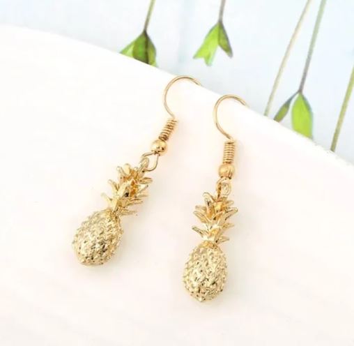 Brand New Gold-Plated Cute Pineapple 🍍 Earrings. Women's Fashion Jewelry