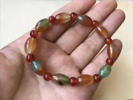 New Brown-Green Jade Stone Stretch Bracelet. Women's Fashion Accessories