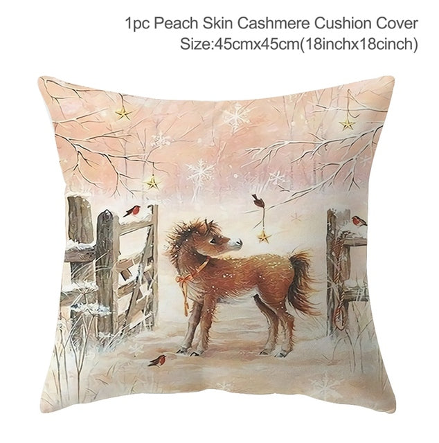 3pcs Christmas Elk Tree Cushion Pillow Cover