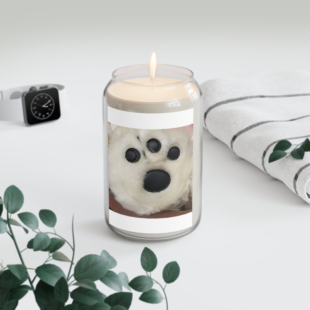 " Dog Paw " Design Scented Candle, 13.75oz Holiday Gift Birthday Gift Comfort Spice Scent, Sea Breeze Scent, Vanilla Bean Scent Home Decor