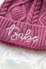 Babe and Bride Knitted Pom Pom Beanies Winter Cold Season Ladies Women's Pink White