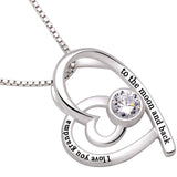 "I Love you Grandma to the moon and back" Heart Necklace Embellished with Crystals in 18K White Gold Plated ITALY Made