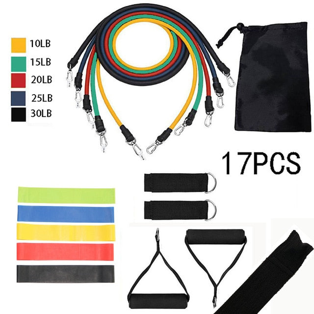 17Pcs Fitness Resistance Bands Set