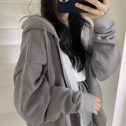 Women Zip Up Hoodie Streetwear Letter Printed Long Sleeve Sweatshirts Women's Fashion