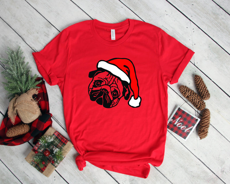 Santa Pug Dog Lover Christmas Short Sleeve Shirt