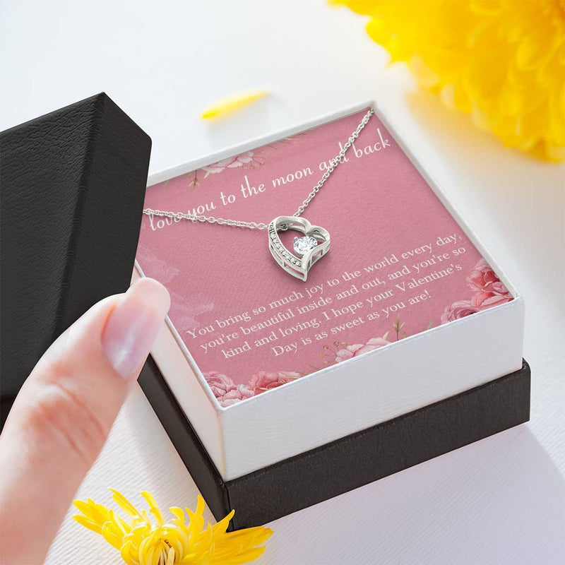 CARD#6- " I Love You To The Moon and Back " 14K White Gold Plated Heart Necklace with Austrian Crystals 18"