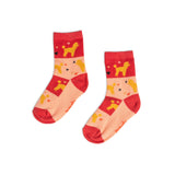 Stretchy Cotton Socks With Printed Dogs And Hearts Design For Kids