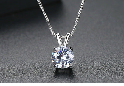 18K White Gold Plated Classic Solitaire Necklace "I Love You To The Moon & Back" Valentines Card Message