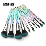 10 pieces Crystal and Diamond transparent handle Cosmetic brushes