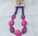 Brand New Pretty Pink Purple Necklace Earrings Set. Women's Fashion Jewelry