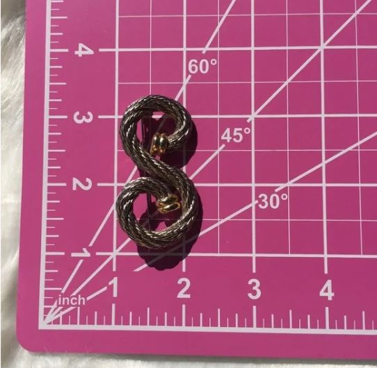 "S” Design Metal Braided Silver Plated Brooch Pin