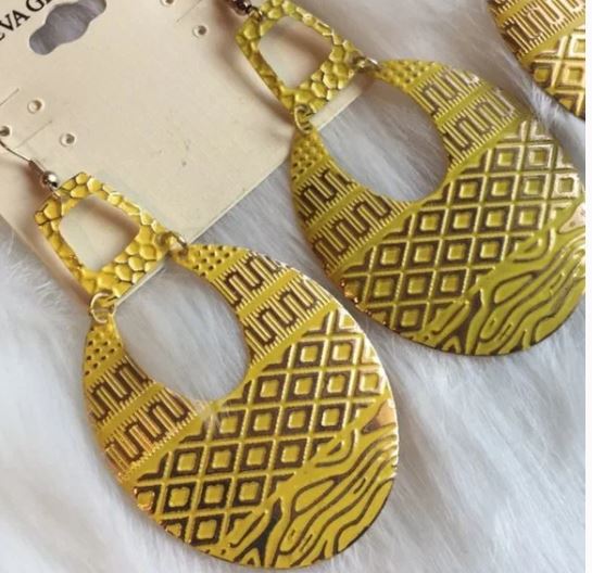 NWT Bundle 3 Pairs Yellow Oval Big Earrings. Women's Fashion Jewelry
