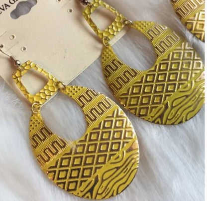 NWT Bundle 3 Pairs Yellow Oval Big Earrings. Women's Fashion Jewelry