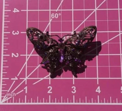 Pretty Purple Gemstone Big Butterfly 🦋 Ring Brooch Pin