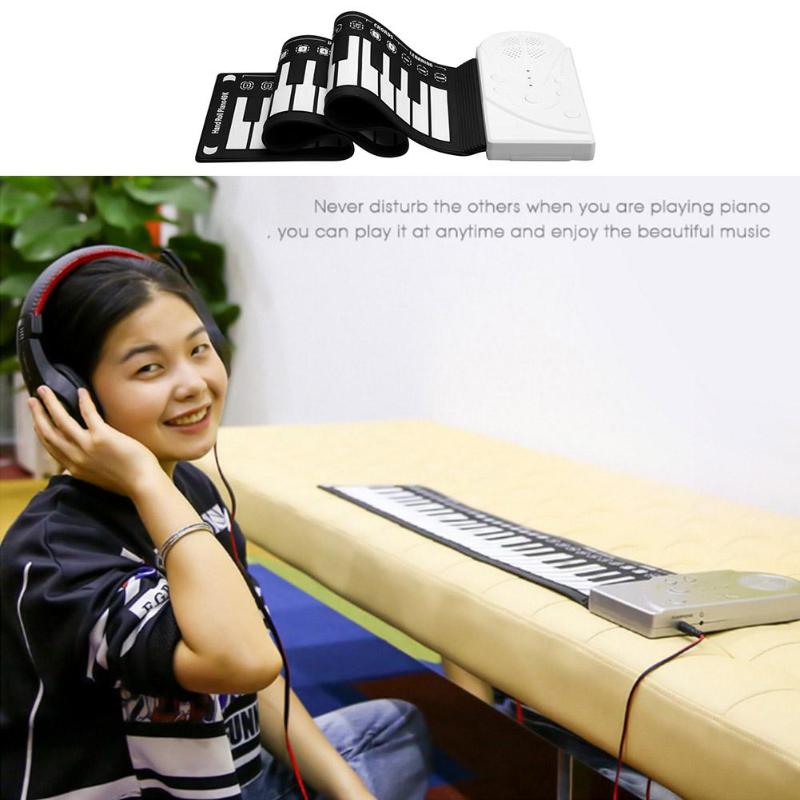 Portable 49 Keys Flexible Silicone Roll Up Piano Folding Electronic Keyboard for Children Student