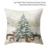 3pcs Christmas Elk Tree Cushion Pillow Cover