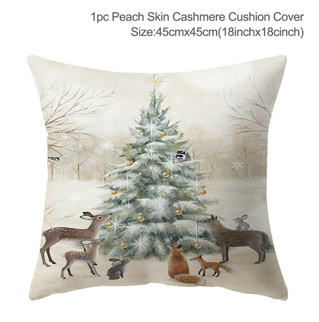 3pcs Christmas Elk Tree Cushion Pillow Cover