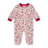 Organic Cotton One Piece Pajamas With Printed Flowers Design For Baby