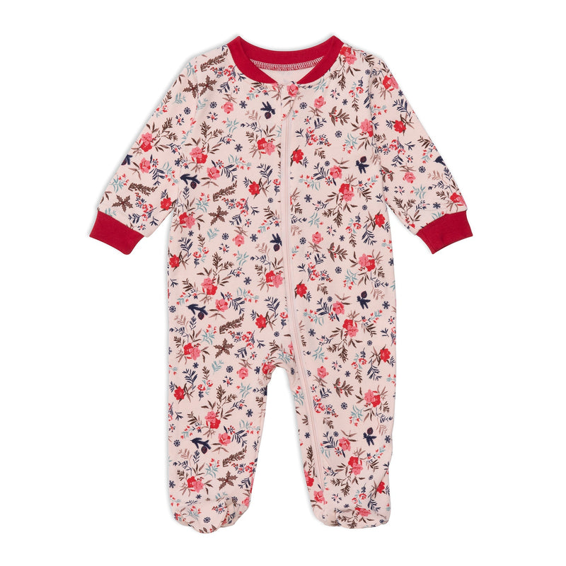 Organic Cotton One Piece Pajamas With Printed Flowers Design For Baby