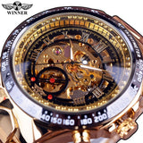 Self-Winding Mechanical Sport Design Golden Men's Stainless Steel Watch