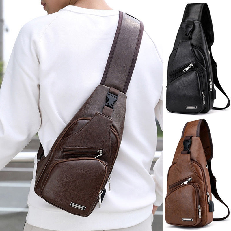 Men's USB Charging Sling Chest Bag