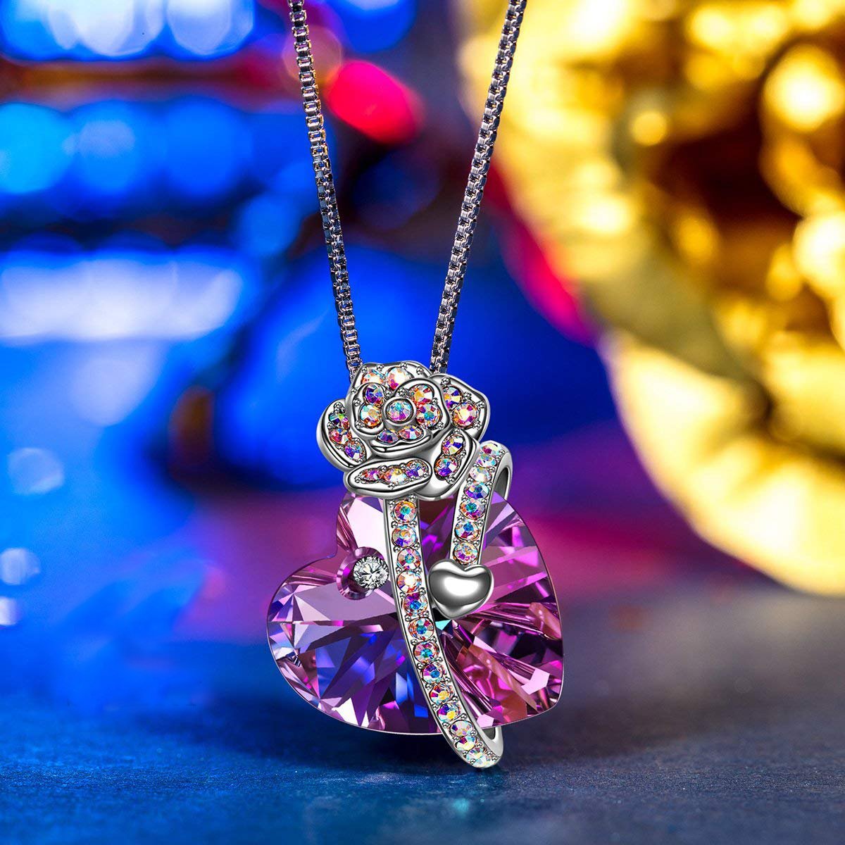 LOVE OF ROSE- Changing Pink Stone Necklace ITALY Made